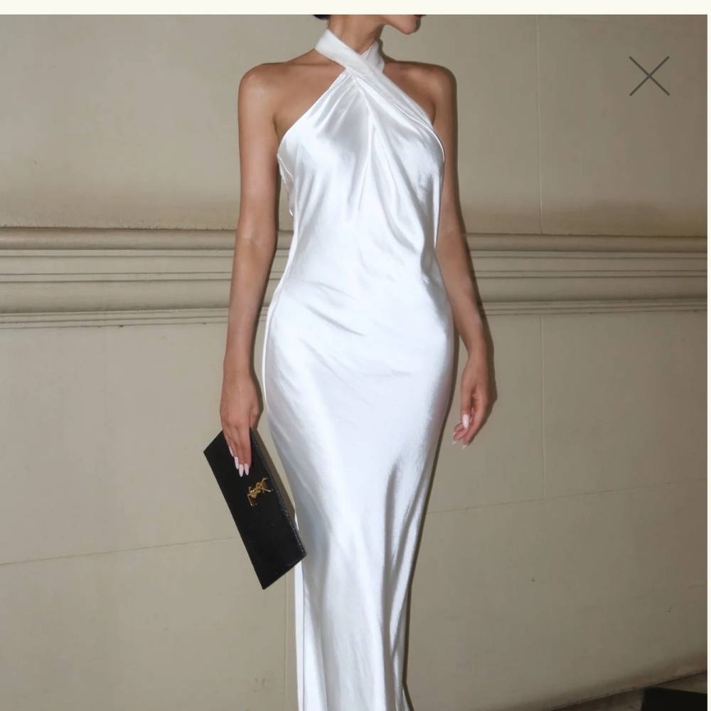 Meshki Laura Halter Satin Gown